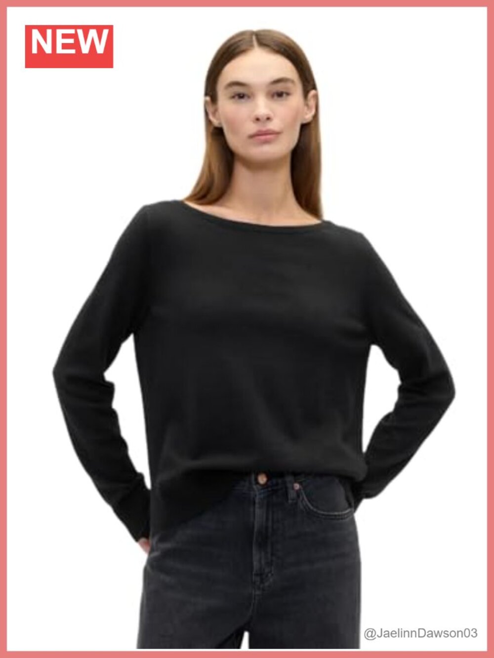 Boatneck Sweater Long Sleeve Pullover Machine Washable Fall